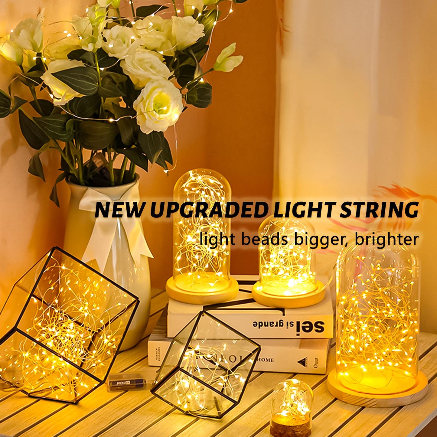 Fairy Lights Battery Operated 1 Pack 16FT 50 Led Mini Battery Powered String Lights Twinkle Lights Mason Jar Lights Firefly Lights DIY Party, Wedding, Christmas, Decoration